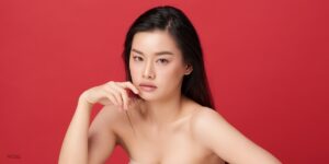 Model Depicting Nipple Sensitivity after Breast Augmentation