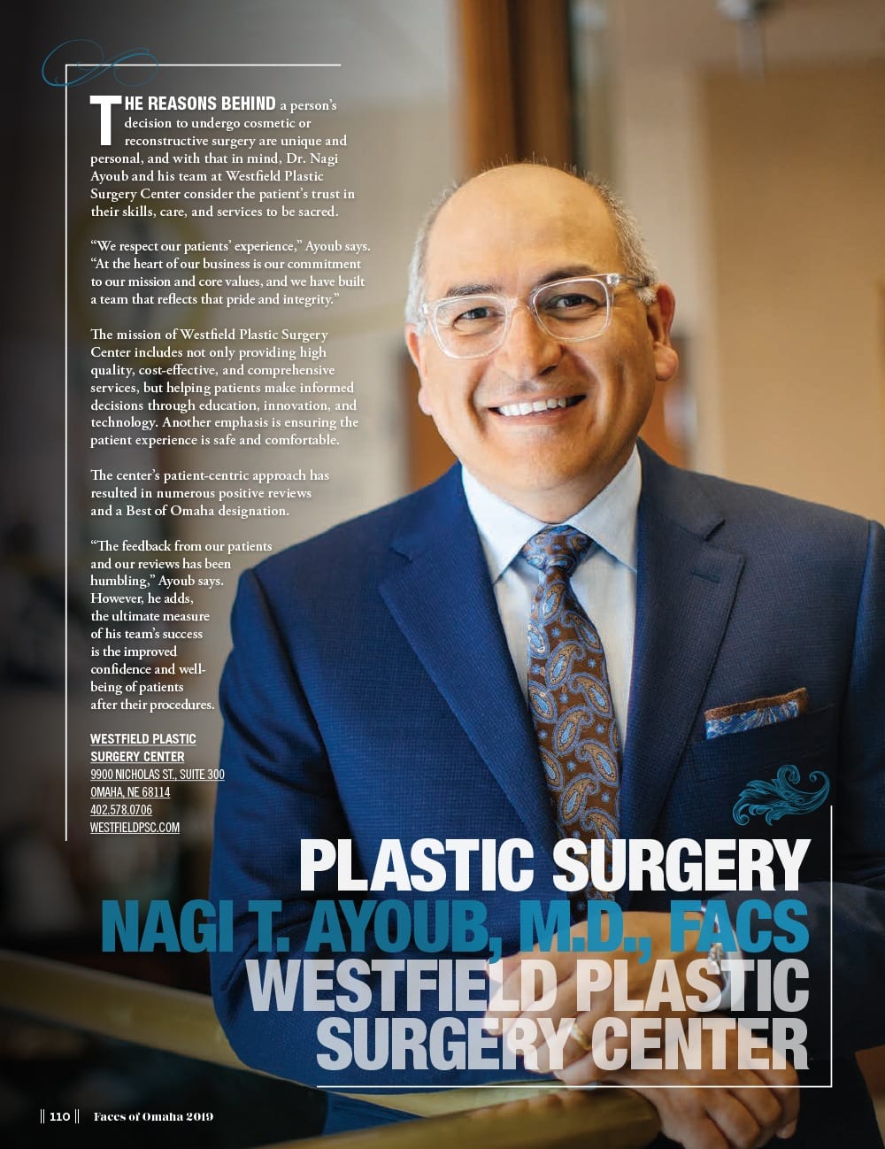 Dr. Ayoub in Faces of Omaha Magazine 2019