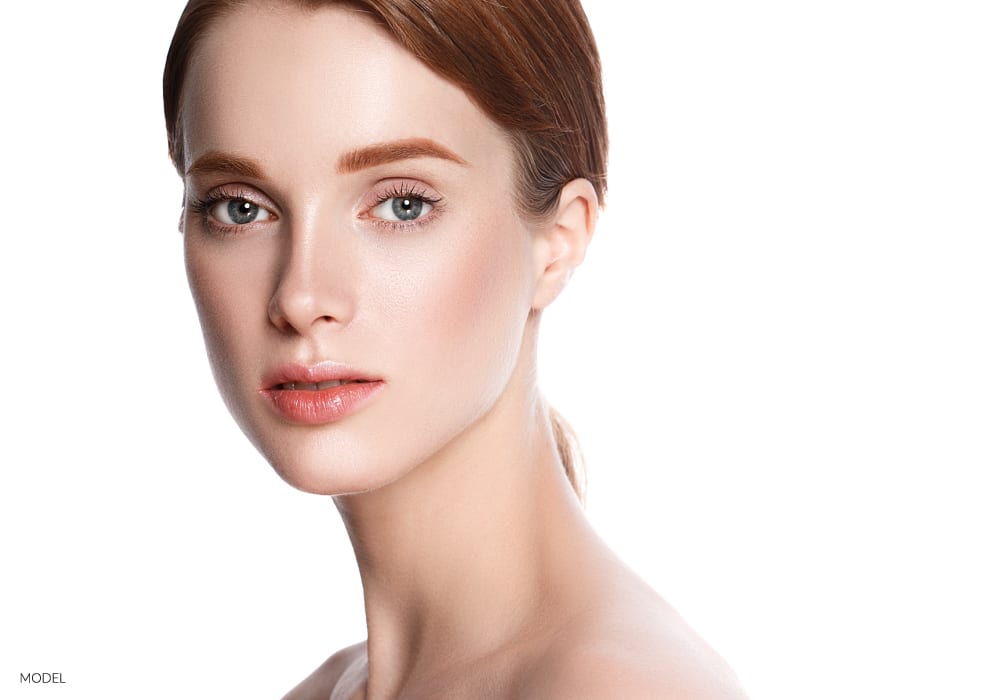 Red Head Model with Smooth Facial Skin