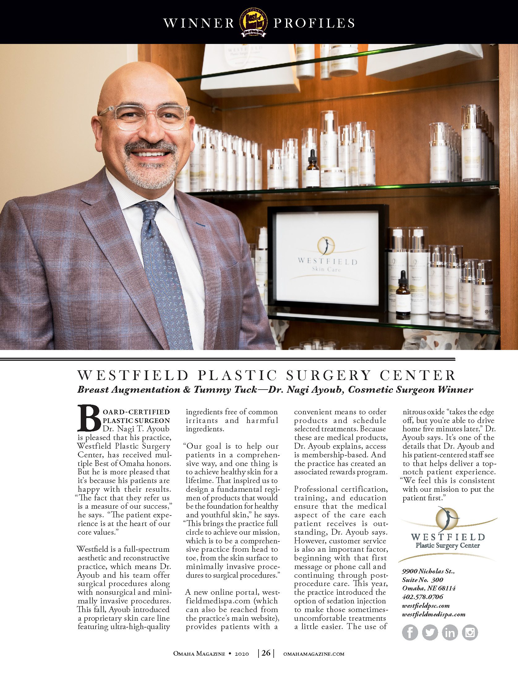 Dr. Ayoub in Faces of Omaha 2021 Edition