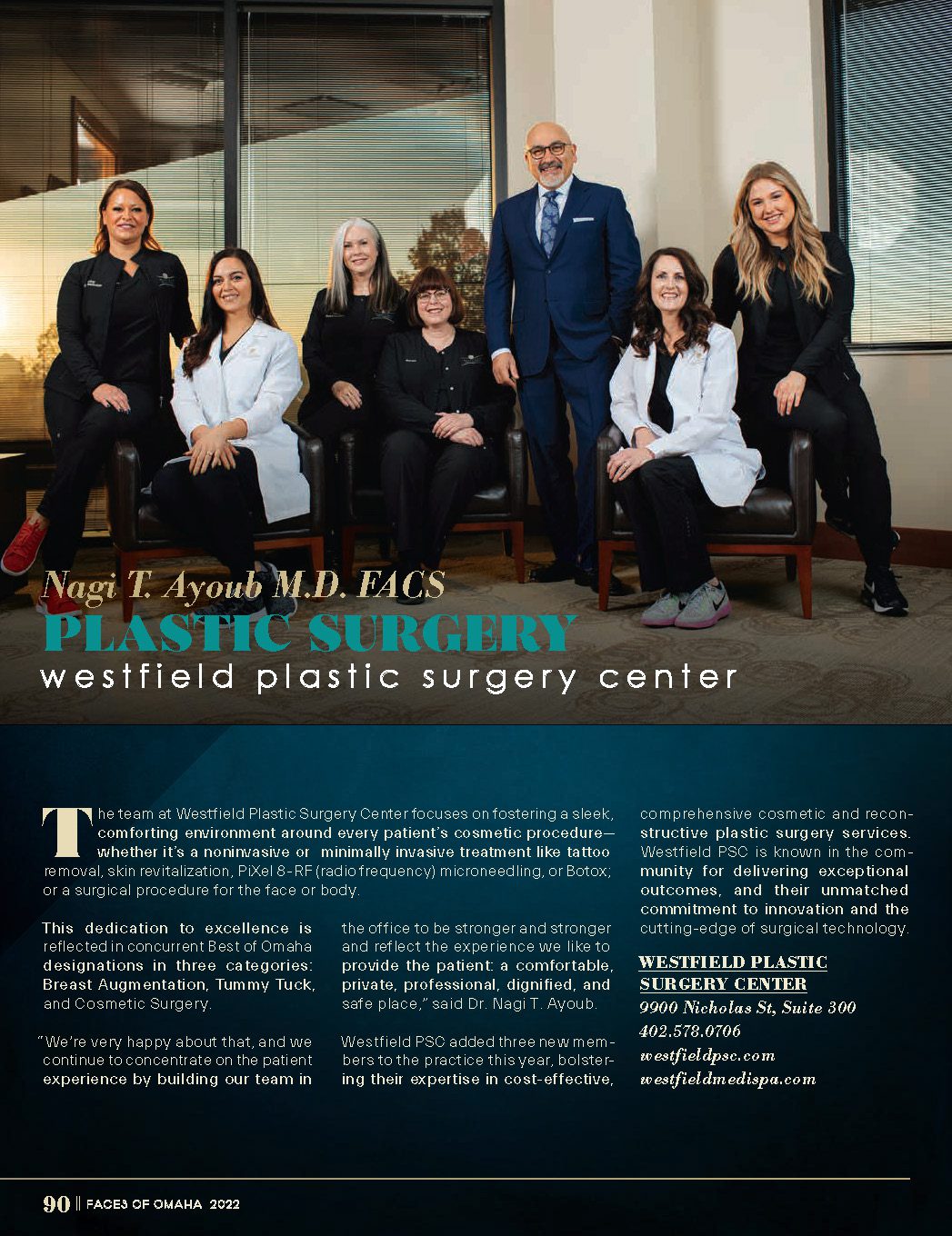 Nagi T. Ayoub and Team at Westfield Plastic Surgery in Magazine
